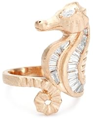 nOir "New Novelty" Rose Gold Sea Horse Baguette Ring