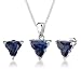 Jewelry : Ultimate Splendor: 10.75 carat Tri Flower Cut Blue Sapphire Pendant Earring Set in Sterling Silver