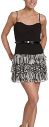 Rampage Juniors' Belted Dress With Tiered Skirt