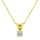 10k Yellow Gold Round Diamond 4-Prong Solitaire Pendant (1/5 ct, I-J Color, I3 Clarity)