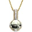 Sterling Silver and 14K Yellow Gold Prasiolite and Diamond Pendant