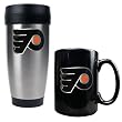 Philadelphia Flyers Stainless Steel Travel Tumbler & Black Ceramic Mug Set - Primary Logo NHL Hockey