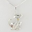 Siamese Cat Pendant in Sterling Silver and Brass on 16" Chain, #8759