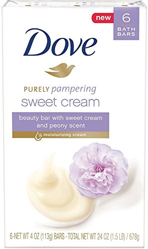 Dove Purely Pampering Beauty Bar, Sweet Cream & Peony, 4 oz bars, 6 ea