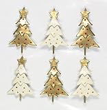 Gold & White Christmas Trees Approx 25mm x 43mm
