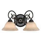Golden Lighting 8602 RBZ Homestead Two Light Vanity, Rubbed Bronze Finish