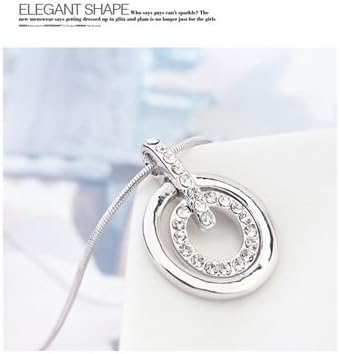 18K Gold GP White Swarovski Crystals Chain Round Pendant Beautiful Necklace