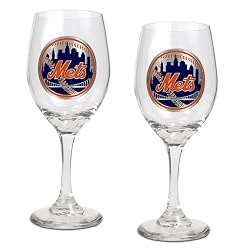 New York Mets 2pc Wine Glass Set - Primary Logo MLB Baseball