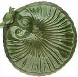 Ceramic Shell Bird Bath / Verdant