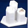 White Leather 3 Ring Cluster Display Jewelry Showcase