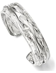 Leslies SS Rhodium-plated Small Domed Scrunch Bangle