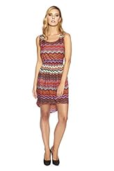 Polyester Scoop Neck High-Low-Hem Fall Geometric Print Natural   Waistline  Flowy Club Dress  With Pearls