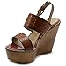 Ollio Womens Shoe Metallic Cutout Burnished Wedge Heel Sandal