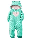 カーターズ ロンパース carter's 女の子用ミントドット花柄ハート耳フードフリース地ジャンプスーツ (9months(67-72cm)) [並行輸入品]