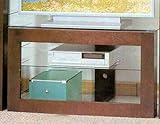 Dark Brown Finish TV Stand With Glass Shelves
