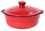 Pinnacle Ceramic Non-Stick Bakeware, 1.5 Quart Round Baker with Lid, Red