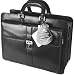 Mancini Black Leather Triple Compartment Laptop Briefcase