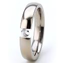 New 4mm Titanium Tension Set Ring, Natural White Sapphire Gemstone, Free Sizing 4.5-11