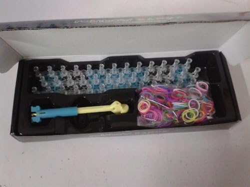 Rainbow Bandz Loom Kit - Loom tool, Hook, C-clips, 600+ pieces latex free organic silicone rubber bands. Free instruction guide.