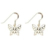 18kt Gold over Sterling Silver Baby Butterfly Open Drop Earrings
