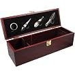 5-Piece Cherry Tone Wood Wine Basics Set with Corkscrew and Gift Box
