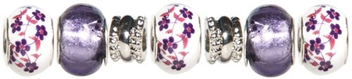 Cousin Trinkettes Large Hole Beads, Purple/Metal