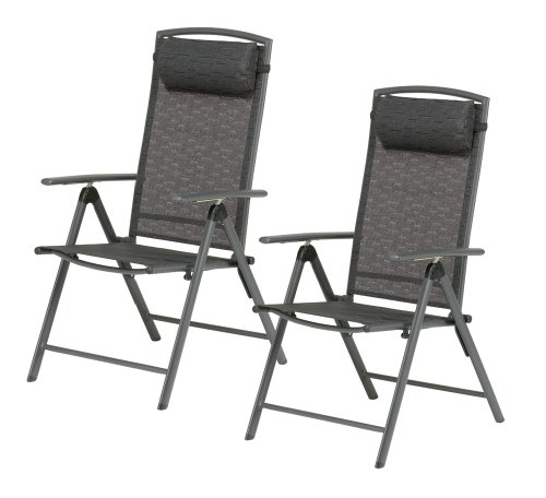 Valencia Black Garden Furniture Recliner Chair with Head Rest (Pack of 2 - Price for 2 chairs)