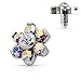 Prong Crystal Flower 316L Surgical Steel Internally Threaded Dermal Anchor Top 4mm top 14g