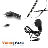 SF Planet® Premium Quality Black Home Travel Charger (110-240v) + Black Rapid Car Charger for Nintendo NDSI Dsi