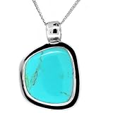 Sterling Silver Large Turquoise Inlay Irregular-Shaped Pendant, 18