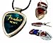 PickBay Stainless Steel Guitar Pick Holder w BLACK LEATHER ADJ CORD Guitar Pick Pendant Necklace w Fender Guitar Pick