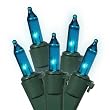 Set of 150 Heavy-Duty Blue Mini Christmas Lights - Green Wire Connect 6
