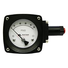 Meriam 300 Series Aluminum Convoluted Diaphram Gauge with Buna-N Seal, 0-5 psid Range, 4.5" Dial, +/- 2% Accuracy, 1/4" NPT Female Connection