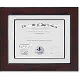 Lawrence Frames Dual Use Faux Burl 11 by 14-Inch Certificate Picture Frame with Double Bevel Cut Matting for 8.5 by 11-Inch Document, Mahogany