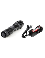 Home Improvement: Alldaymall? UltraFire WF-502B CREE Q5 Single - Mode 200 Lumen Green Light Fishing Hunting LED Flashlight + 3.7V 3000mAh 18650 Protected Battery + Wired Single-slot Charger Kit - Igaming
