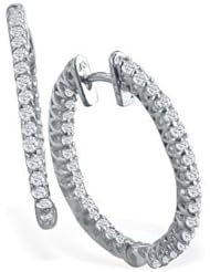 1 1/2 Carat Total Weight 14K White Gold Inside-Out Diamond Hoop Earrings, 1" Diameter