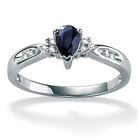 Blue Sapphire 10k White Gold Ring