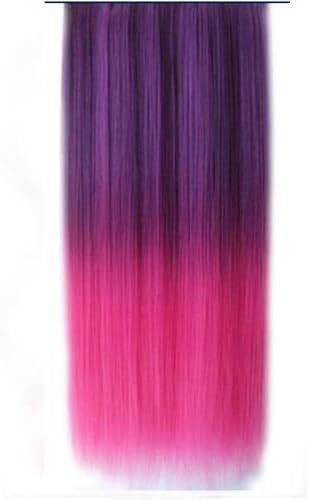 Best Selling ! 15 Colorsjapan High Temperature Heat Resistant Synthetic Straight Multi Color Extension Hair Wig Woman's 65cm 25inch 105g Good Quality Human Made Hair (dark purple-rose)