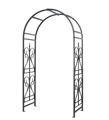 Black Steel Scroll Finial Arbor without Gate