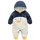 エルフ ベビー(Fairy Baby)ベビーカバーオール冬 新生児ロンパース着ぐるみ 前開きフード付き 長袖 ペンギン 59cm