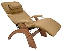 Human Touch Perfect Chair, Electric Base, with Folding Footrest ln Walnut with a Mocha Leather Cover