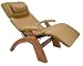 Human Touch Perfect Chair, Electric Base, with Folding Footrest ln Walnut with a Mocha Leather Cover