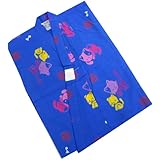 【着物問屋】 女の子ゆかたNo.218【ネコ・音符・青】1~2才用(90cm)