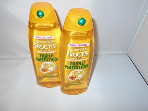 Garnier Fructis Fortifying Shampoo Triple Nutrition Dry Damaged Hair - Bonus Bottle 33% More- (Pack of 2)