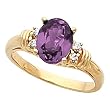 14K Yellow Gold Amethyst and Diamond Ring