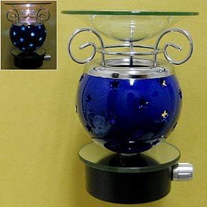 Plug-in Oil Warmer Night Light - Blue with Stars