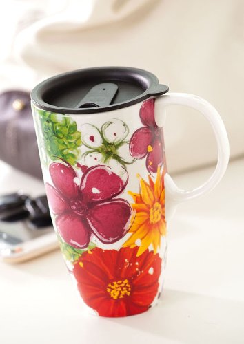 Floral Splash Latte Travel Mug