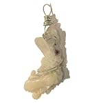 Stilbite Pendant 01 Wire Wrapped Heulandite White Pink Natural Cluster Crystal Healing Raw Silver Gemstone Mineral 3.8