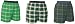 3 Pack Lot Assorted Green Unisex Flannel Tartan Check Cotton Plaid boxers boxer shorts available in 5 adult sizes exposed waist false fly