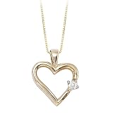 14K Yellow/White Gold 0.05 ct. Diamond Heart Pendant with Chain